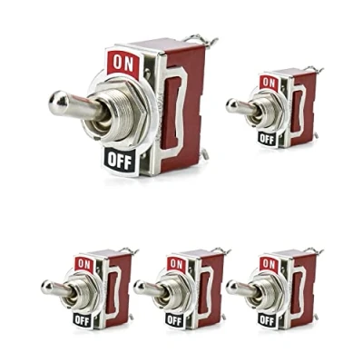 Image of QWORK® 5Pcs High Performance Car Rocker Toggle Switch, Premium Copper Switch ON OFF 2 Position Pins for Truck Boat (15A 250VAC / 20A 125VAC)