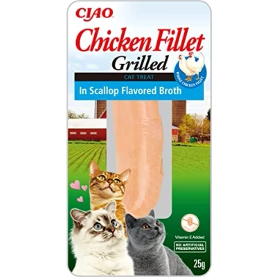 Image of Ciao Grilled Chicken Fillet in Scallop Flavoured Broth by Inaba 1 Pack (25g) / Cat Treat, Delicious &amp; Healthy Snack, Food Topper, Pill Assist, Training Natural, Grain Free