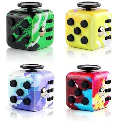 Image of Steemjoey 4Pcs Cube Toy Fidget Toy, Anti stress Anxiety 6 Different Functional and Relieving Toys for Adults Children, Perfect Office Classroom