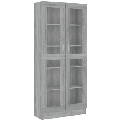Image of vidaXL Vitrine Cabinet Grey Sonoma 82.5x30.5x185.5 cm Engineered Wood