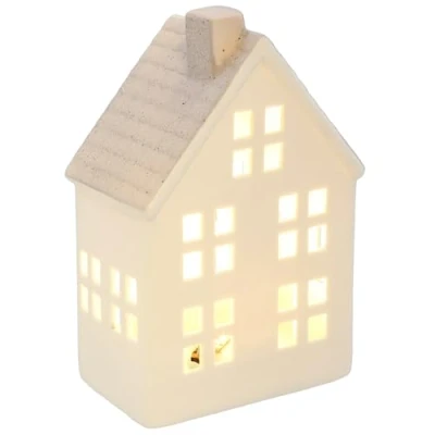 Image of Shudehill Giftware China White LED Light Up Cute Heart House Decorations Sage, Pink, Grey Designs (Medium Grey)