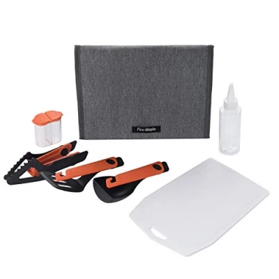 Image of Fire Maple Chef Camp Kitchen Set Portable 6 pc Kit with Folding Tongs, Spatula, Spoon Essential Outdoor Gear for Backpacking, Car Camping, Fishing, BBQ, and Travel