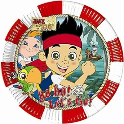 Image of Unique Party 71775 23cm Yo Ho Disney Jake and the Never Land Pirates Paper Plates, Pack of 8