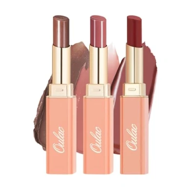 Image of Oulac 3PCS Lipsticks Set Black Red Lipstick Chocolate Brown Lipstick, Moisturizing Formula Glossy Finish, Vegan (02/03/S17)