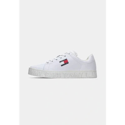 Image of Tommy Jeans LOGO Trainers, Women&#039;s, Size: 2.5, White Leather