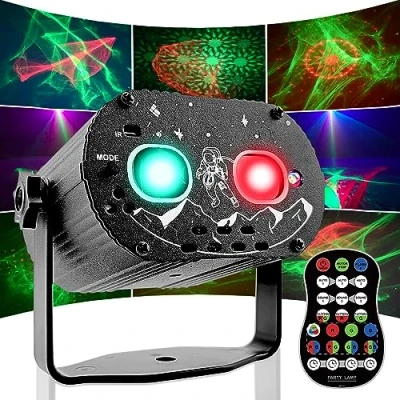 Image of Party Lights DJ Disco for Parties, Aurora 60 Patterns Stage USB Powered Lighting Remote Control Rave Music Activated Bar Home