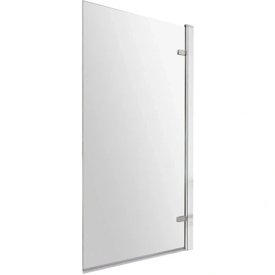 Image of Nuie Pacific Chrome Square Hinged Bath Screen 1520mm H x 830mm W 8mm Glass
