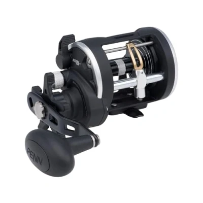 Image of PENN Rival™ Level Wind, Fishing Reel, Conventional Reels, Sea Boat and Kayak Reel Heavy Duty Saltwater for Cod, Bass, Flatfish, Rays, Tope, Pollack, Black/Silver, 20 Right Hand