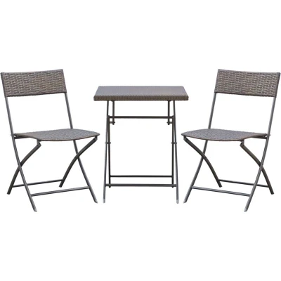Image of Outsunny 3 Pieces Rattan Bistro Set Outdoor Garden Patio Coffee Table &amp; Chair Set841 093