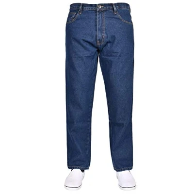 Image of True Face Mens Jeans Straight Leg Denim Pants Zip Fly Classic Fit Trousers Blue Dark Wash 40L