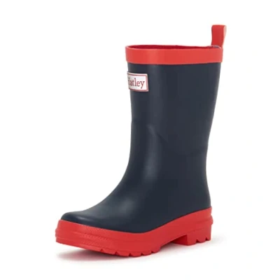 Image of Hatley Kid&#039;s Classic Wellington Rain Boots, Blue (Navy &amp; Red), 4 UK Child (5 US)
