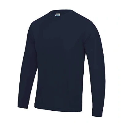 Image of Just Cool Mens Long Sleeve Sports Performance Plain T Shirt (L) (French Navy)