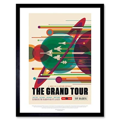 Image of Wee Blue Coo Nasa Space Exploration Travel Advert Grand Tour Art Print Framed Poster Wall Decor 12X16 Inch