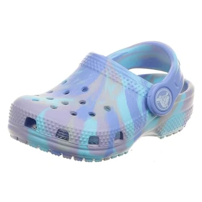 Image of Crocs Boy&#039;s Unisex Kids Classic Marbled Clog K Slide Sandal, Moon Jelly Multi, 12/13 UK Child