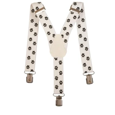 Image of Olata Children’s Elasticated Design Y Shape Braces/Suspenders (1 5 Years) 2.5cm. Paws (White)