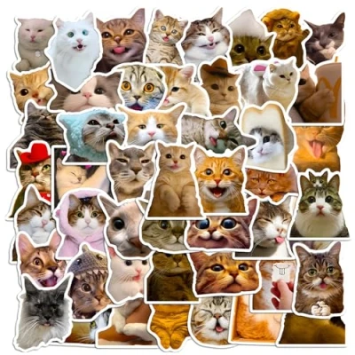 Image of maxtachi 50 Pcs Cute Cat Stickers, Funny Stickers Set for Suitcase Water Bottle Phone Case Laptop Computer Skateboard, Party Favors, School Reward