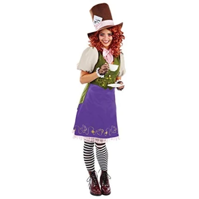 Image of Fun Shack Ladies Mad Hatter Costume, Fancy Dress, Adult Miss Costume Large