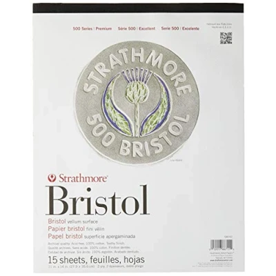 Image of Strathmore (580 62 500 Series Bristol, 2 Ply Vellum Surface, 11&quot;x14&quot;, White, 15 Sheets