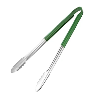 Image of Hygiplas HC851 Colour Coded Serving Tongs 405mm / 16 inch Green Stainless Steel