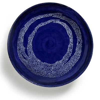 Image of Ottolenghi for Serax Feast Serving Plate Ø35cm xH6cm, Lapis Lazuli Swirl Dots White Single