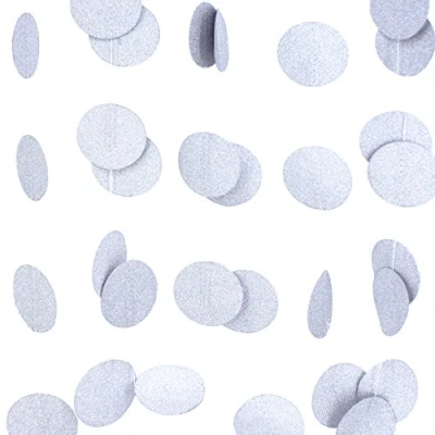 Image of Little Snow Direct 3M Sparkling Paper String Garland Hanging Bunting Handmade Wedding Birthday Party Colourful Decoration Dots Silver Glitter