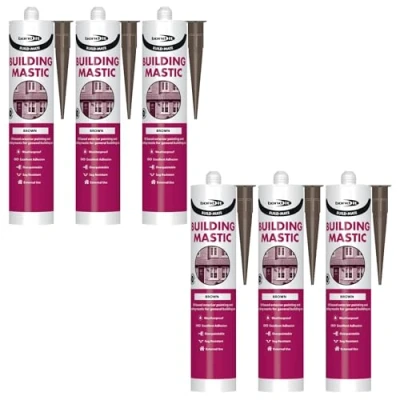 Image of Bond It BUILD MATE Building Mastic Silicone Sealant 6x Brown, 310ml Oil Based Gunnable Pointing &amp; Sealing for Exterior Weatherproof Adhesion to Materials