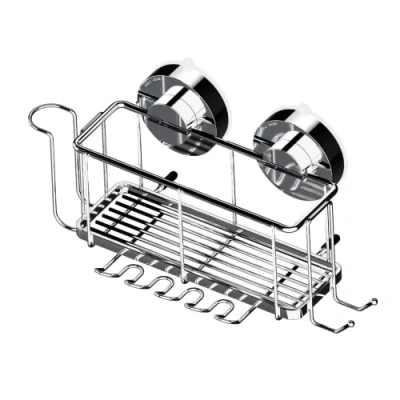 Image of Blue Canyon Gecko Rack and Toothbrush Holder, Shower Caddy with Quick Lock vacuum Suction Cup, No Drill Screws Required, Removable, Reusable Repositionable, Stainless Steel