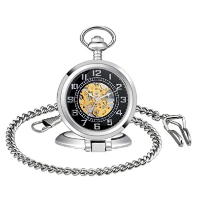 Image of MICGIGI Men/Women Mechanical Hand Wind Pocket Watch Standing Fob Watches with Chain