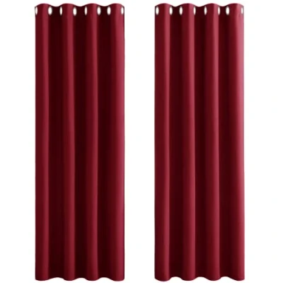 Image of PONY DANCE Red Blackout Curtains Eyelet Top Super Soft Thermal Window Curtain Drapes for Sunlight Blocked Christmas Home Decorative Drapery Party, Set of 2, 46 Width by 72 inch Depth,