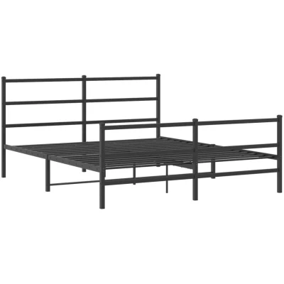 Image of vidaXL Metal Bed Frame without Mattress with Footboard Black 150x200cm