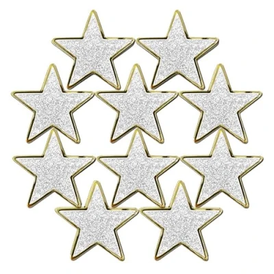 Image of Glitter Star Badge Lapel Pin 10 Pack (White)