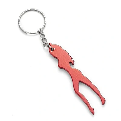 Image of Komonee Sexy Silhouette Red Keyring Bottle Opener Key Chain Metal Woman Novelty Lady Ring