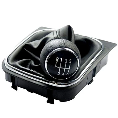 Image of L &amp; P Car Design L&amp;P A256 Gear Stick Gaiter Black Knob 6 Gears Compatible with VW Golf 5 V VI Frame Complete Set Plug Play Replacement Part for 1K0711113 5K0711113 1K8711113