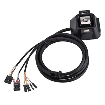 Image of Desktop PC Switch Button, Dual USB Ports Audio Microphone Earphone Port Computer Case Power Supply on/Off Reset Push Button