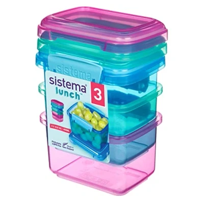 Image of Sistema Lunch Food Storage Containers 400 ml Small Snack Pots BPA Free Plastic Assorted Colours 3 Count
