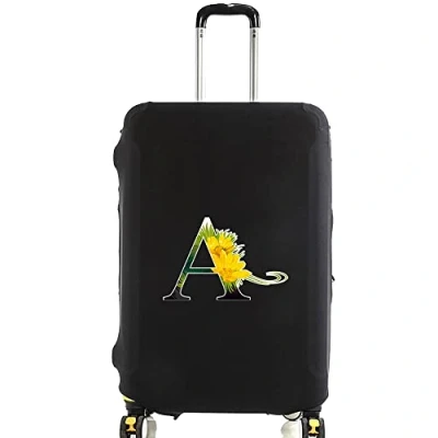 Image of initial letter Printed Design Travel Trolley Case Cover Protector Washable Suitcase Luggage Storage Covers for 18 28 inch (M (22 25 Luggage), Flower color A)
