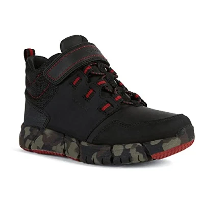 Image of Geox Boy&#039;s J Flexyper Boy Abx Ankle Boots, Black Red, 1 UK Child
