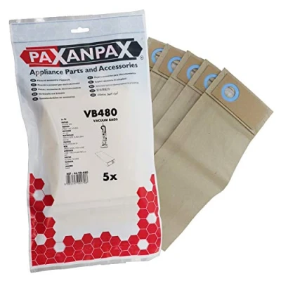 Image of Paxanpax VB480 Compatible Paper Bags Trewax RX30, UPV550 Qualvac Upright Nilfisk GU350A Premiere UV160 Truvox Evolution Karcher CW30 Series (Pack of 5), 0 Decibeles