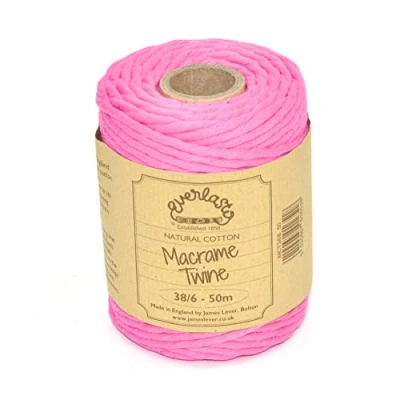 Image of 50M Spools Everlasto Single Twist Soft Cotton Coloured Macrame Craft Twine 38/6 (4mm approx) (Fuchsia)