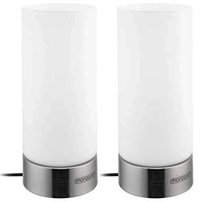 Image of Monzana® Table Touch Lamp x2 Set of 2 for Bedside Dimmable 3 Brightness Levels Living Room, Bedroom Light Modern Design Control Bulbs Included