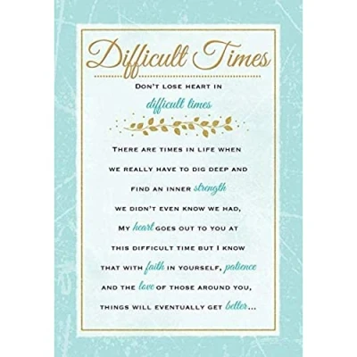 Image of Regal Publishing Heartfelt Wishes Sentimental Card Difficult Times 9 x 6 inches