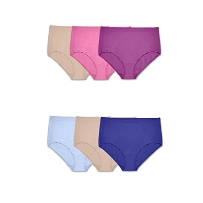 Image of Fruit of the Loom Women&#039;s Assorted Beyondsoft Panties, Underwear, Plus Size Brief Cotton Blend 6 Pack, 16 (Pack 6)