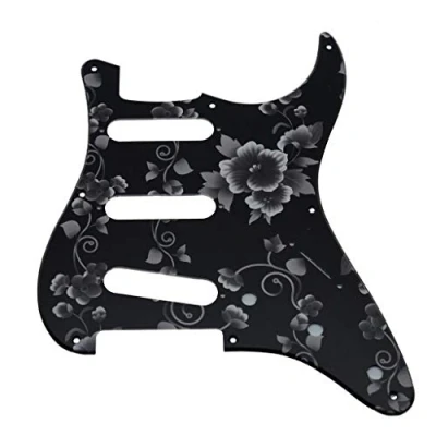 Image of Dopro 8 hole Vintage ST SSS Single Coil Pickups Guitar 3D Printed Plastic Pickguard Scratch Plate for standard FD Strats Flower Pattern