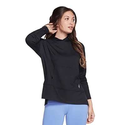 Image of Skechers Women&#039;s Skechluxe Restful Long Sleeve Hoodie Hooded Sweatshirt, Bold Black, L UK