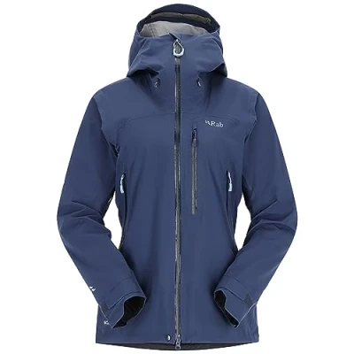 Image of Rab Women’s Firewall Jacket Waterproof Breathable Shell for Climbing, Trekking, &amp; Mountaineering Deep Ink 8