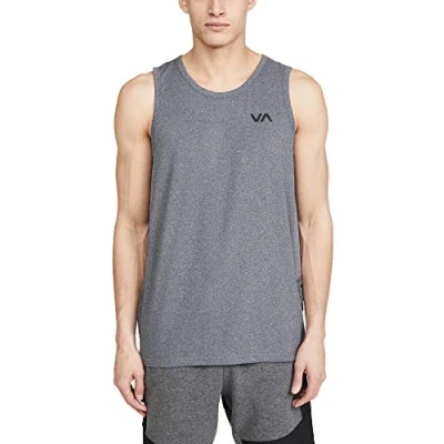 Image of RVCA Men&#039;s Sport Vent Tank T Shirt, Charcoal Heather, S