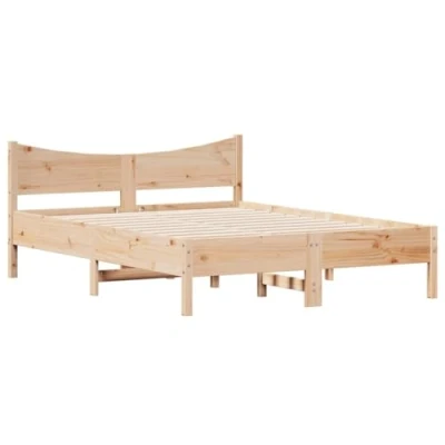 Image of vidaXL Solid Pine Wood Bed Frame Base Small Double 120x190 cm Bedroom Furniture with Supportive Plywood Slats, Brown