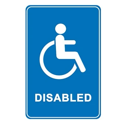 Image of 4 x Disabled, space, place, Toilet Information Sign Removable Self Adhesive Waterproof Durable Vinyl Label Sticker 225mm 160mm