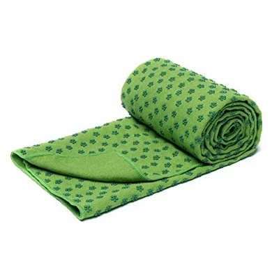 Image of voidbiov Quick Dry Non Slip Yoga Mat Towels With Mesh Carrying Bag, Extra Long, Dot Grip Bikram Towel Green