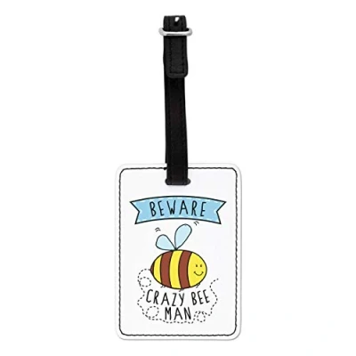 Image of Gift Base Beware Crazy Bee Man Visual Luggage Tag with Black Strap